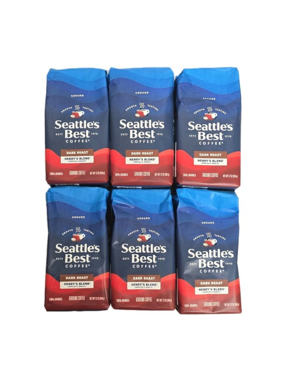 Seattle’s Best Coffee Henry's Blend Dark Roast 6-PACK Ground 100% Arabica 12 oz